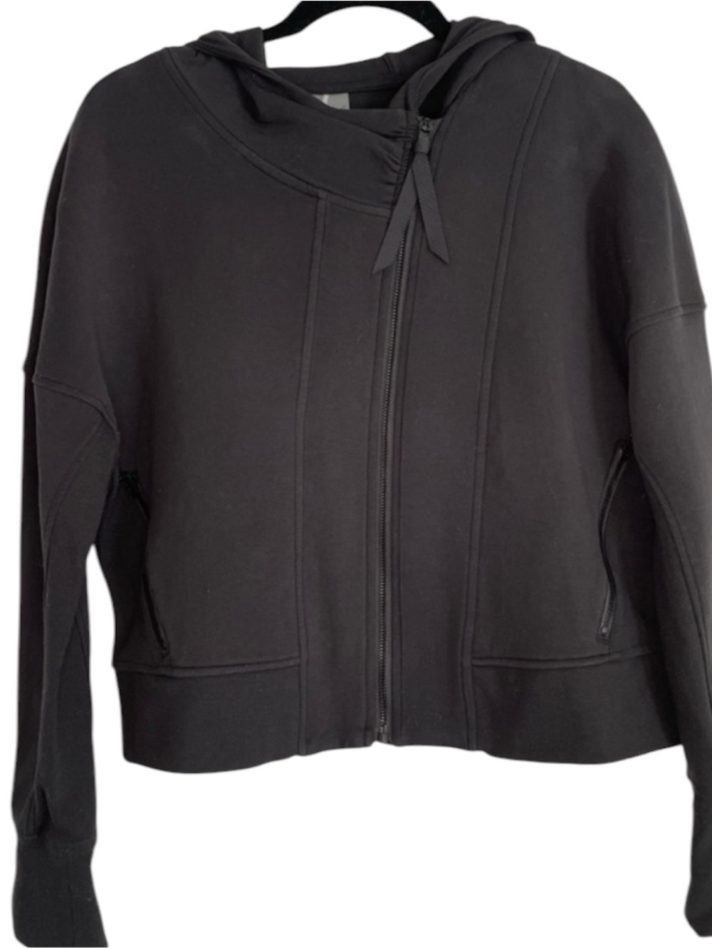 Calia Women’s Black Hooded Moto Zip Jacket Size Small